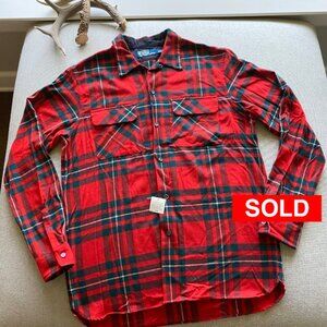 Polo Ralph Lauren New Men's Belleville Camp Red Flannel Shirt Size Medium